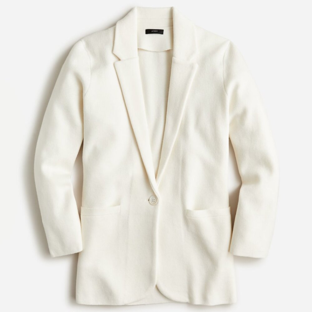 NWT J. Crew Cecile Relaxed Knit Sweater Blazer in Ivory Size Small